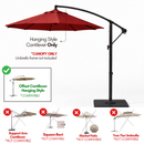 11ft Cantilever Hanging Umbrella 8 Rib Replacement Canopy Jockey Red-5