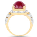 14K Yellow Gold Plated 4.46 Carat Genuine Glass Filled Ruby .925 Sterling Silver Ring-2