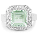 5.21 Carat Genuine Green Amethyst and White Topaz .925 Sterling Silver Ring-3