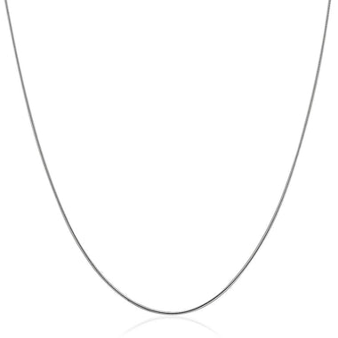14k White Gold Thin Motif Round Omega Necklace - 0