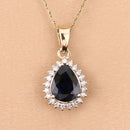 2.09 Carat Genuine Blue Sapphire and White Diamond 14K Yellow Gold Pendant-2