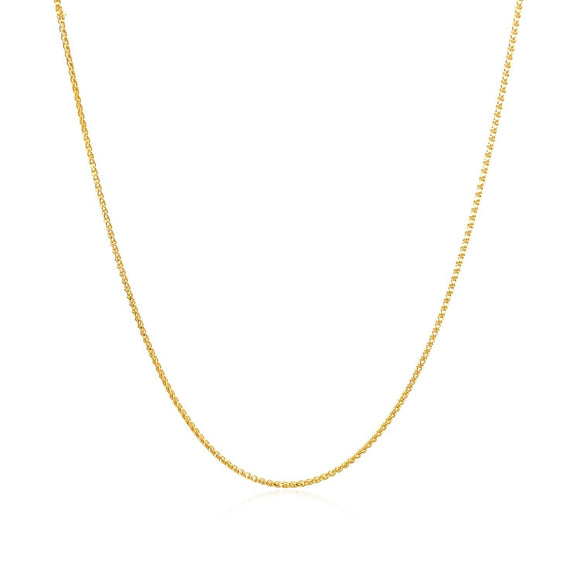 14k Yellow Gold Diamond Cut Round Wheat Chain 0.6mm