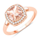 1.36 Carat Genuine Morganite and White Diamond 14K Rose Gold Ring-1