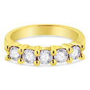 14K Yellow Gold Plated .925 Sterling Silver 1.0 Cttw Shared Prong-set Round Diamond 5 Stone Band Ring (J-K Color, I1-I2 Clarity) - Size 7-3