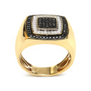 Men's 10K Yellow Gold 3/4 Cttw White and Black Treated Diamond Ring Band (Black / I-J Color, I2-I3 Clarity) - Size 10-2