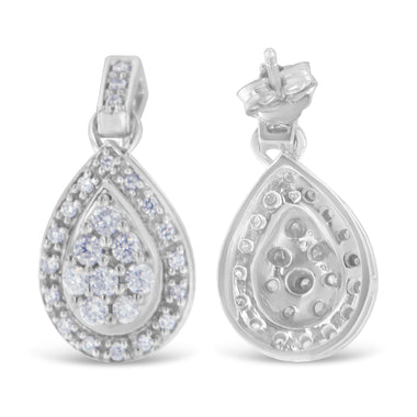 10k White Gold Round Cut Diamond Earrings (0.75 cttw, H-I Color, I1-I2 Clarity) - 0