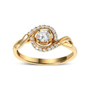 14K Yellow Gold 1/3 Cttw Diamond Solitaire and Halo Swirl Engagement Ring (G-H Color, VS2-SI1 Clarity)- Size 7-8