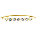 14K Yellow Gold Alternating Bezel Set 5MM Oval Shaped Tanzanite and 1/5 Cttw Diamond Bangle Bracelet (H-I Color, VS2-SI1 Clarity) - Fit's wrists up to 7.25" Inches-1