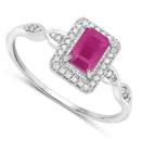 0.75 Carat Genuine Ruby and White Diamond 14K White Gold Ring-2