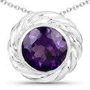 3.30 Carat Genuine Amethyst .925 Sterling Silver Pendant-1