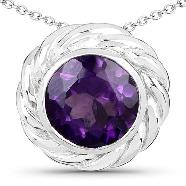 3.30 Carat Genuine Amethyst .925 Sterling Silver Pendant