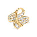 14K Yellow Gold 1 1/3 Cttw Channel Set Diamond Bypass Cocktail Ring (J-K Color, I1-I2 Clarity) - Ring Size 7-6