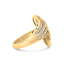 14K Yellow Gold 1 1/3 Cttw Channel Set Diamond Bypass Cocktail Ring (J-K Color, I1-I2 Clarity) - Ring Size 7-7