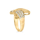 14K Yellow Gold 1 1/3 Cttw Channel Set Diamond Bypass Cocktail Ring (J-K Color, I1-I2 Clarity) - Ring Size 7-9