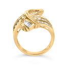 14K Yellow Gold 1 1/3 Cttw Channel Set Diamond Bypass Cocktail Ring (J-K Color, I1-I2 Clarity) - Ring Size 7-10