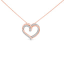 14K Rose Gold Plated Sterling Silver 1/2 Cttw Diamond Open Heart Pendant Necklace-1