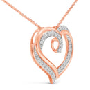 14K Rose Gold Plated Sterling Silver 1/2 Cttw Diamond Open Heart Pendant Necklace-3