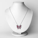 2.88 Carat Genuine Ruby and White Zircon .925 Sterling Silver Necklace-2