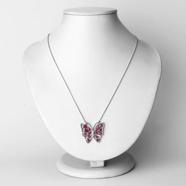 2.88 Carat Genuine Ruby and White Zircon .925 Sterling Silver Necklace - 0