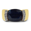 14K Yellow Gold Plated 9.07 Carat Genuine Sapphire & White Topaz .925 Sterling Silver Ring-2