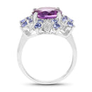 4.06 Carat Genuine Amethyst & Tanzanite .925 Sterling Silver Ring-2