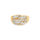 14K Yellow Gold 1.00 Cttw Diamond Cocktall Cluster 5 Stone Ring (H-I Color, SI1-I1 Clarity) - Ring Size 7-6