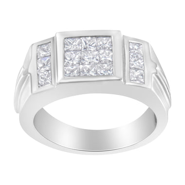 Men's 14K White Gold Diamond Cluster Ring (2 cttw, G-H Color, SI1-SI2 Clarity) - 0
