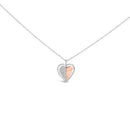 10K Rose Gold Plated Sterling Silver 1/5 Cttw Diamond Two-Tone Heart Pendant Necklace-1