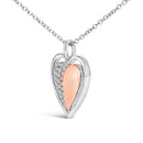 10K Rose Gold Plated Sterling Silver 1/5 Cttw Diamond Two-Tone Heart Pendant Necklace-3