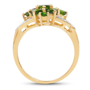 14K Yellow Gold Plated 1.26 Carat Genuine Chrome Diopside .925 Sterling Silver Ring - 0