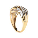 10K Yellow Gold 1/2 Cttw Round and Baguette cut Diamond Open Space Bypass Ring (H-I Color, SI2-I1 Clarity) - Ring Size 7-3