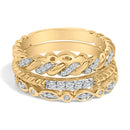 14K Yellow Gold Plated Sterling Silver 1/4 Cttw Diamond Twist Leaf Stackable Ring Set-1