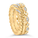 14K Yellow Gold Plated Sterling Silver 1/4 Cttw Diamond Twist Leaf Stackable Ring Set-4