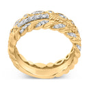 14K Yellow Gold Plated Sterling Silver 1/4 Cttw Diamond Twist Leaf Stackable Ring Set-5