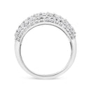 .925 Sterling Silver 2.00 Cttw Round and Baguette-Cut Diamond Cluster Ring (H-I Color, I1-I2 Clarity) - Size 7-5