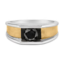 Men's 14K Yellow Gold Plated Sterling Silver 1.0 Cttw Round Black Diamond Band Ring-1