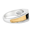 Men's 14K Yellow Gold Plated Sterling Silver 1.0 Cttw Round Black Diamond Band Ring-2