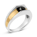 Men's 14K Yellow Gold Plated Sterling Silver 1.0 Cttw Round Black Diamond Band Ring-3