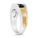 Men's 14K Yellow Gold Plated Sterling Silver 1.0 Cttw Round Black Diamond Band Ring-4