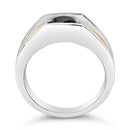 Men's 14K Yellow Gold Plated Sterling Silver 1.0 Cttw Round Black Diamond Band Ring-5