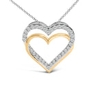 14K Yellow Gold Plated Sterling Silver 1.00 Cttw Diamond Double Heart Pendant Necklace-2