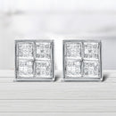 14K White Gold 1/2 Cttw Princess Diamond Composite Box Shape Milgrain Stud Earrings (H-I Color, SI1-SI2 Clarity)-1