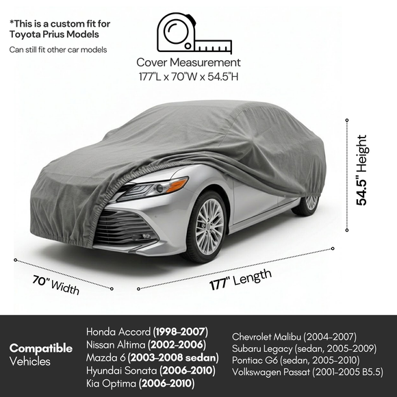 Toyota Prius Car Cover - 177"L x 70"W x 54.5"H - Charcoal Grey