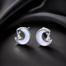 925 Sterling Silver Earrings with Transparent Glass, 13mm x 12mm for Women-2