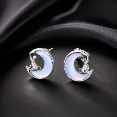 925 Sterling Silver Earrings with Transparent Glass, 13mm x 12mm for Women - 0