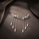 925 Sterling Silver Plated Platinum Pavé Setting CZ Earrings 3.4*0.7cm for Women-2