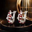 925 Sterling Silver Enamel and CZ Earrings with Platinum Plating for Women-1