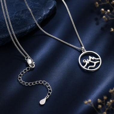 925 Sterling Silver Necklace with Pavé Setting CZ 21*16mm Pendant - 0