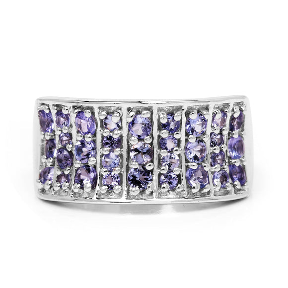 1.23 Carat Genuine Tanzanite .925 Sterling Silver Ring