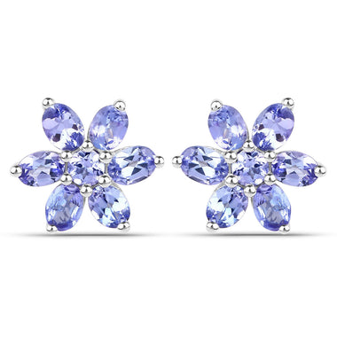 2.24 Carat Genuine Tanzanite .925 Sterling Silver Earrings